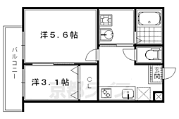 nico西京極 2Kの間取図画像