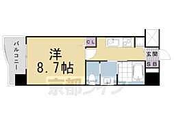 カーサ・ヴェルデ高辻 1Kの間取図画像