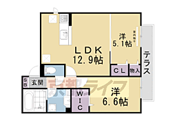 クレール津田2 2LDKの間取図画像