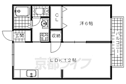 セジュール伊勢田 1LDKの間取図画像