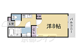 京都市右京区太秦野元町アパート 1Kの間取図画像