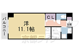 修学院テラス ワンルームの間取図画像