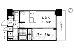 プレサンスTHEKYOTO彩美 1LDKの間取図画像