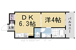 アクアプレイス京都西院 1DKの間取図画像