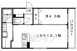 カーサ・フェリーチェ北山 1LDKの間取図画像