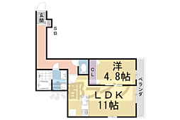 R-Grants東舟岡 1LDKの間取図画像
