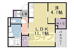リヴェール柚之木 1LDKの間取図画像
