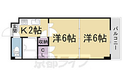 サンチェリーたかだ 2Kの間取図画像
