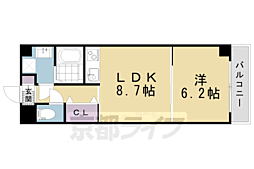 御所北エクセルミヤケ 1LDKの間取図画像