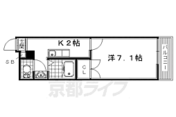 プレジールエスパース 1Kの間取図画像