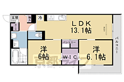 靜古苑THE VERT 本館 2LDKの間取図画像