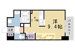 ヴェルデュール 1Kの間取図画像