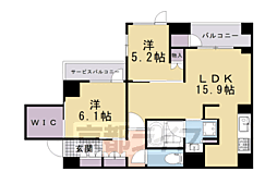 ジオ京都北大路 2LDKの間取図画像