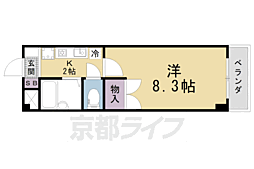 メディナ椥辻 1Kの間取図画像