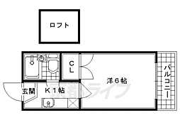 マッハグリーン三室戸 1Kの間取図画像