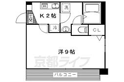 ハウスセゾン京大北 1Kの間取図画像