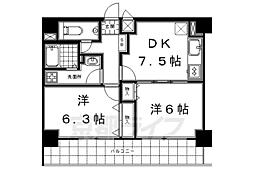 ライオンズマンション京都河原町第3 2DKの間取図画像