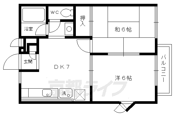 ラフォーレダイゴＣ棟 202｜京都府京都市北区西賀茂中川上町(賃貸アパート2DK・2階・36.51㎡)の写真 その2