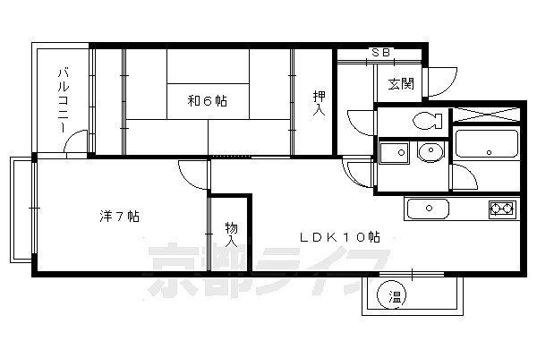 レジデンス岡崎 207｜京都府京都市左京区岡崎東天王町(賃貸マンション2LDK・2階・46.43㎡)の写真 その2