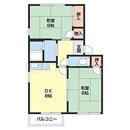 フレグランス名草 2階2DKの間取り