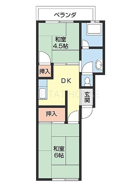 興里マンション 12｜和歌山県和歌山市狐島(賃貸マンション2K・3階・33.00㎡)の写真 その2