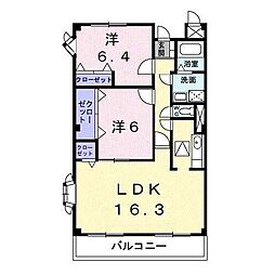 グランド・メール 1階2LDKの間取り