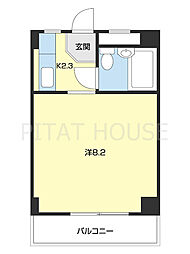 コーポウジタ 3階1Kの間取り