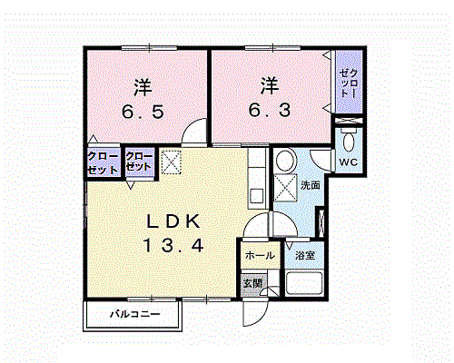 メゾン・ドゥ・アンフィニ 101｜和歌山県和歌山市毛見(賃貸アパート2LDK・1階・58.69㎡)の写真 その2