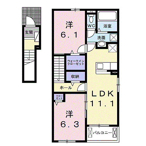 メゾン　アンジュ 201｜和歌山県橋本市高野口町伏原(賃貸アパート2LDK・2階・58.57㎡)の写真 その2