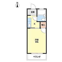ルーミング桂 2階1Kの間取り