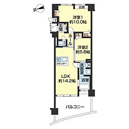 パシフィックビスタIV 4階2LDKの間取り