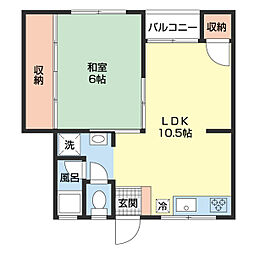 プレゼンス紀伊II 1階1LDKの間取り