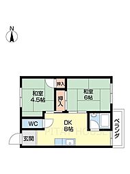 第1春日コーポ 2階2DKの間取り