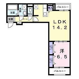 プラージュ 3階1LDKの間取り
