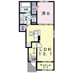 ヴァンヴェール西浜ＯＦ 1階1LDKの間取り