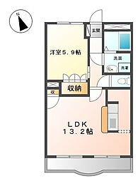 パロ・アルトA 2階1LDKの間取り