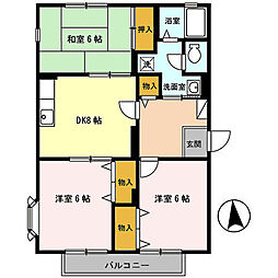 トゥインクルやすらぎ 3DKの間取図画像