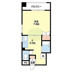 ヤマイチPLAZA吹上 2階1Kの間取り