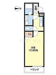 パイナップル荘 2階1Kの間取り