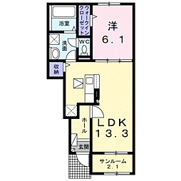 ＭｉｎｉｃｏII 1階1LDKの間取り