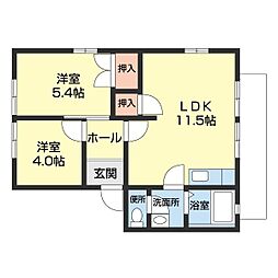ラ・サルデーヌ 1階2LDKの間取り