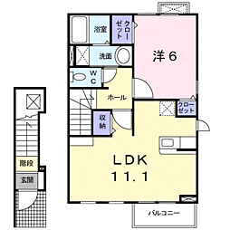 ＬｉｎｏコートII 2階1LDKの間取り