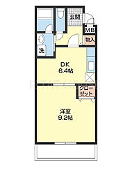 セゾン湊 2階1DKの間取り