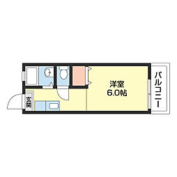 栄谷ハイツI 2階1Kの間取り