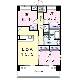 ノースグランパス 4階3LDKの間取り