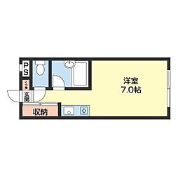 コーポYK 3階ワンルームの間取り
