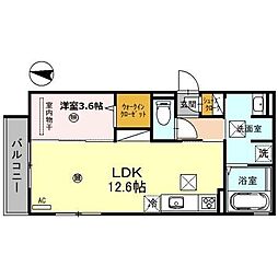 アルビネス田中町 3階1LDKの間取り