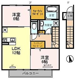 CASSIA 道(カッシーア ミチ) 2階2LDKの間取り