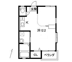 夢フォー・ラ西ノ庄 202 2階ワンルームの間取り