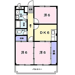 グレース吉田 4階3DKの間取り